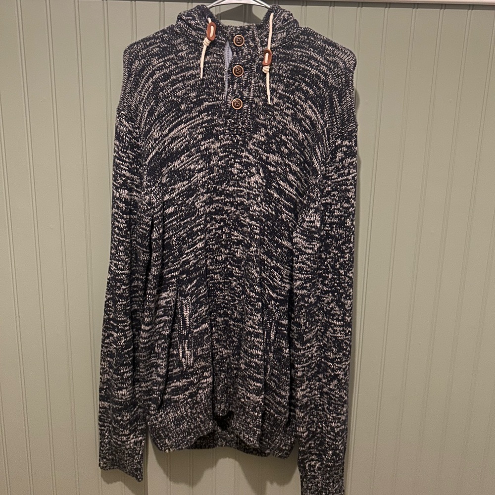 Navy blue and gray H&M Men Brogue Hoodie (L.O.G.G.)